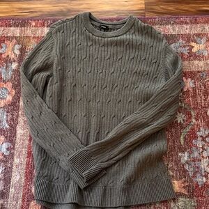 Express Men's Charcoal Cable Knit Crewneck Sweater